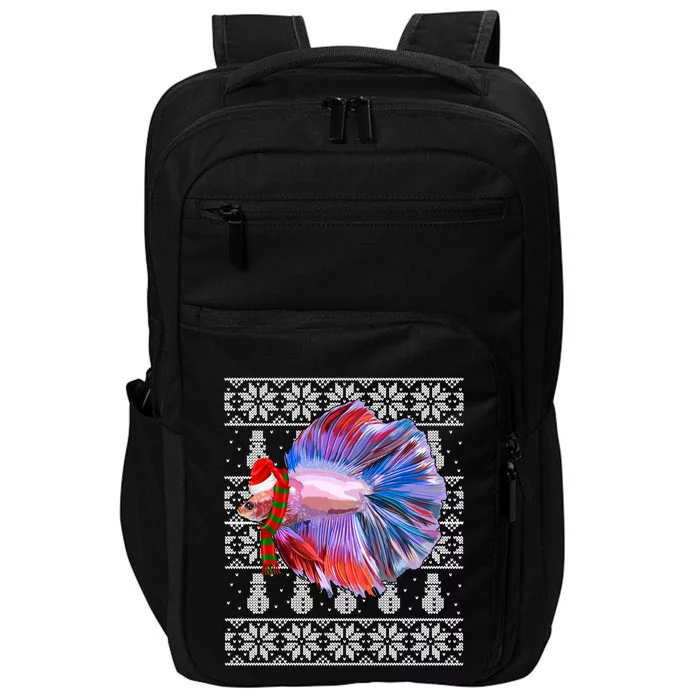 Fish Xmas Santa Hat Betta Fish Ugly Christmas Gift Impact Tech Backpack