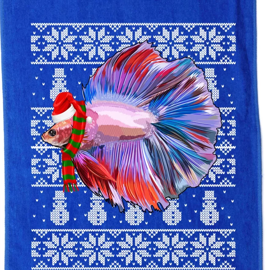 Fish Xmas Santa Hat Betta Fish Ugly Christmas Gift Platinum Collection Golf Towel