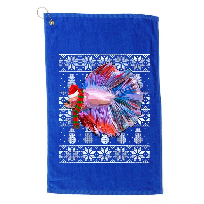 Fish Xmas Santa Hat Betta Fish Ugly Christmas Gift Platinum Collection Golf Towel