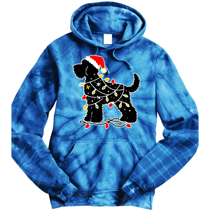 Funny Xmas Santa Puppy Dog Christmas Lights Gift Tie Dye Hoodie