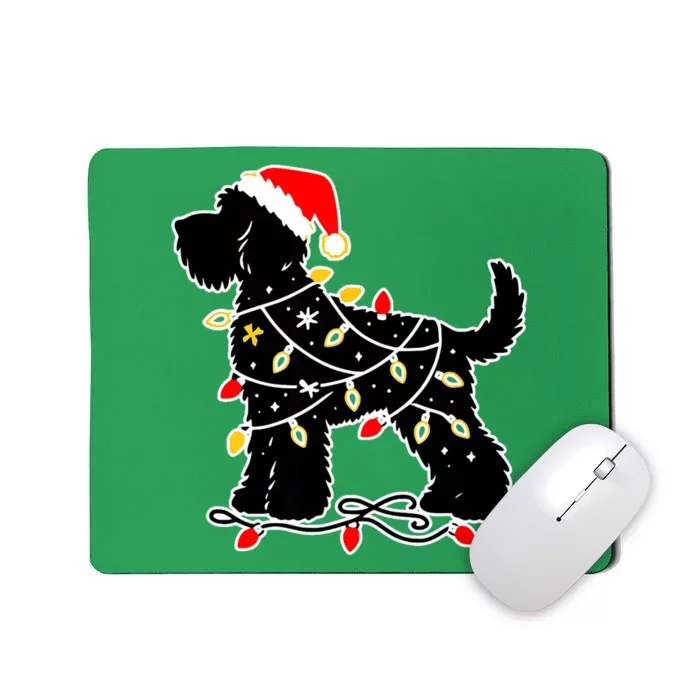 Funny Xmas Santa Puppy Dog Christmas Lights Gift Mousepad