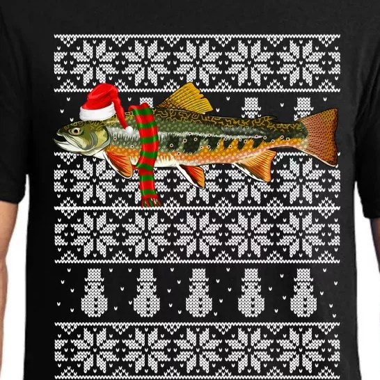 Fish Xmas Santa Hat Brook Trout Ugly Christmas Meaningful Gift Pajama Set