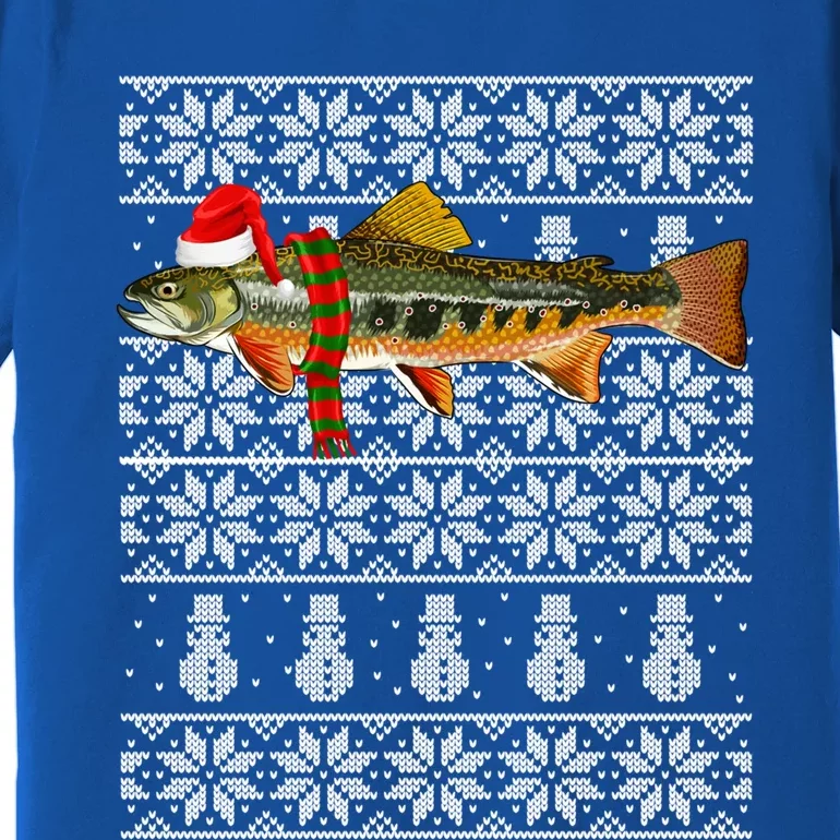 Fish Xmas Santa Hat Brook Trout Ugly Christmas Meaningful Gift Premium T-Shirt