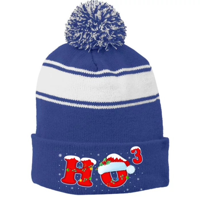 Funny Xmas Santa Ho Ho3 Cubed Math Teacher Christmas Gift Stripe Pom Pom Beanie