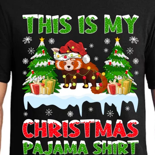 Funny Xmas Santa This Is My Red Panda Christmas Pajama Cool Gift Pajama Set