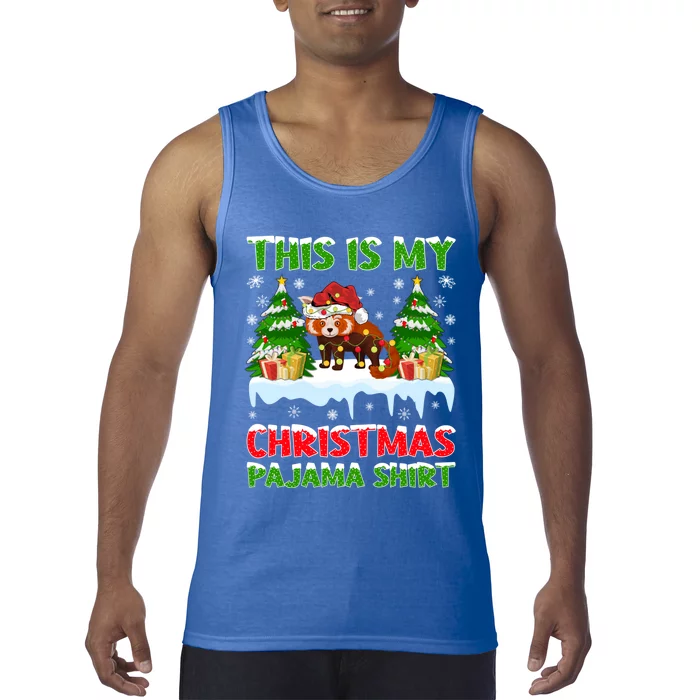 Funny Xmas Santa This Is My Red Panda Christmas Pajama Cool Gift Tank Top