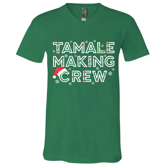 Funny Xmas Tamale Making Crew Mexican Food Christmas Family Matching Gift V-Neck T-Shirt