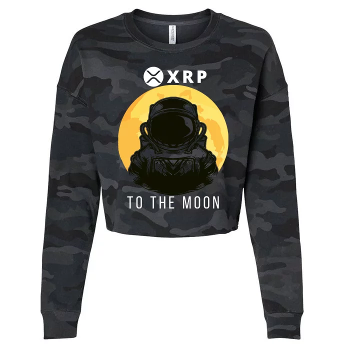 Funny XRP To The Moon Cryptocurrency Ripple Gift XRP Blockchain Crypto Trader Cropped Pullover Crew