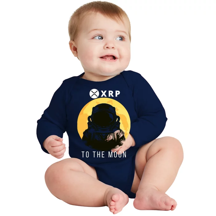 Funny XRP To The Moon Cryptocurrency Ripple Gift XRP Blockchain Crypto Trader Baby Long Sleeve Bodysuit