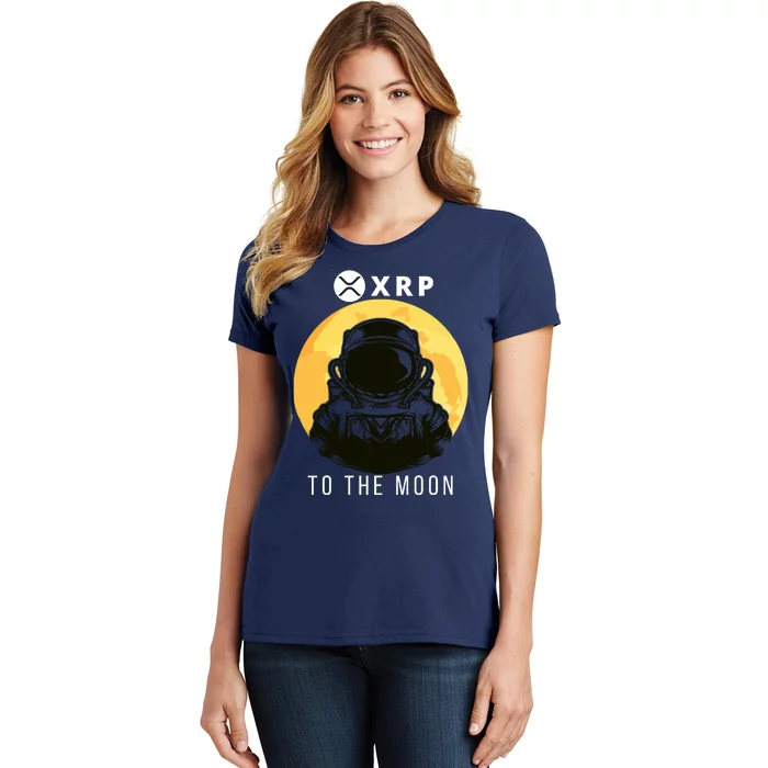 Funny XRP To The Moon Cryptocurrency Ripple Gift XRP Blockchain Crypto Trader Women's T-Shirt