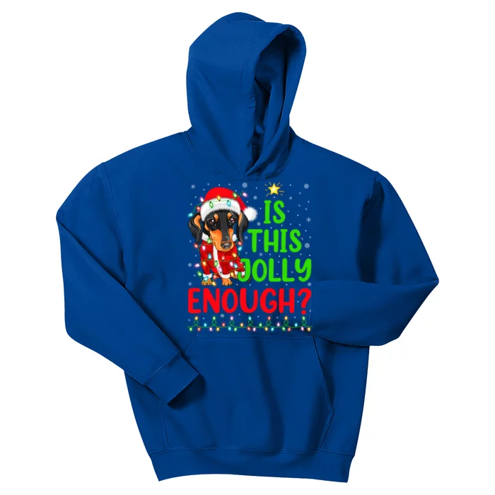 Funny Xmas Tree Is This Jolly Enough Dachshund Christmas Gift Kids Hoodie