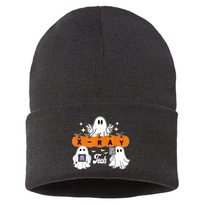 Funny Xray Tech Boo Crew Halloween Radiology Ghost Sustainable Knit Beanie