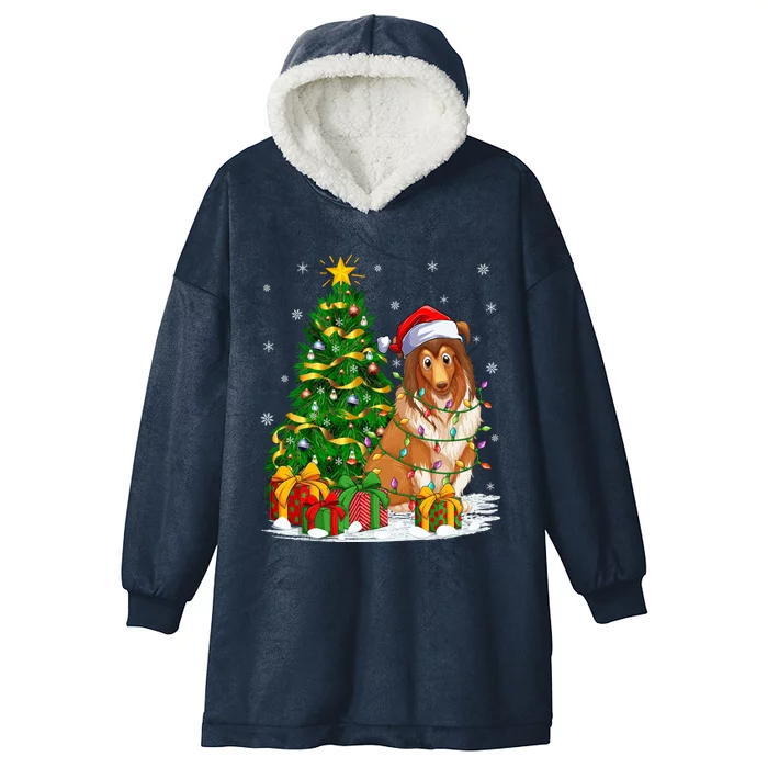 Funny Xmas Tree Family Matching Santa Sheepdog Christmas Gift Hooded Wearable Blanket