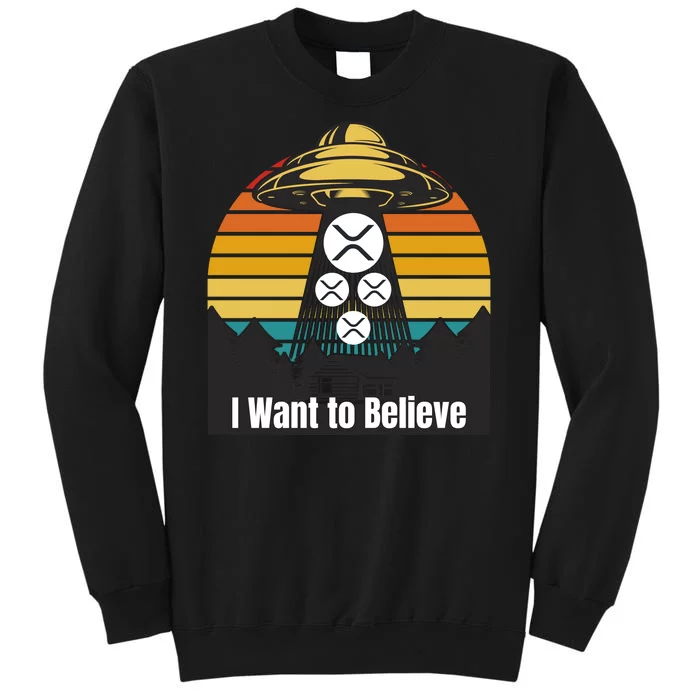 Funny XRP UFO Encounter Retro Sunset Ripple Cryptocurrency Funny Ripple XRP Sweatshirt