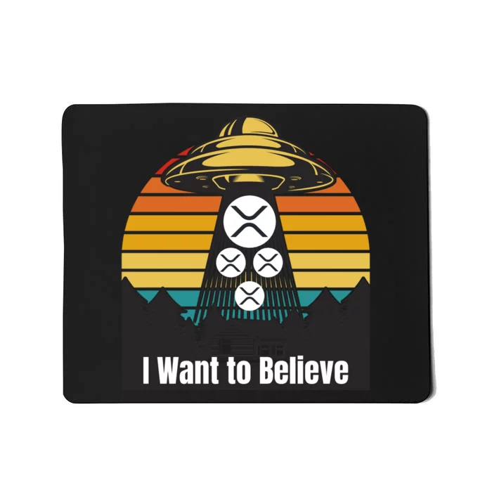 Funny XRP UFO Encounter Retro Sunset Ripple Cryptocurrency Funny Ripple XRP Mousepad