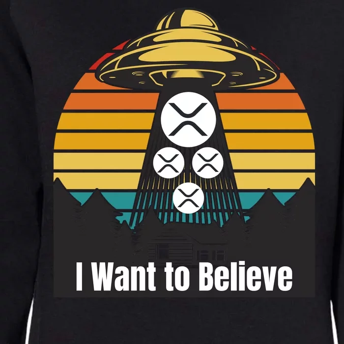 Funny XRP UFO Encounter Retro Sunset Ripple Cryptocurrency Funny Ripple XRP Womens California Wash Sweatshirt