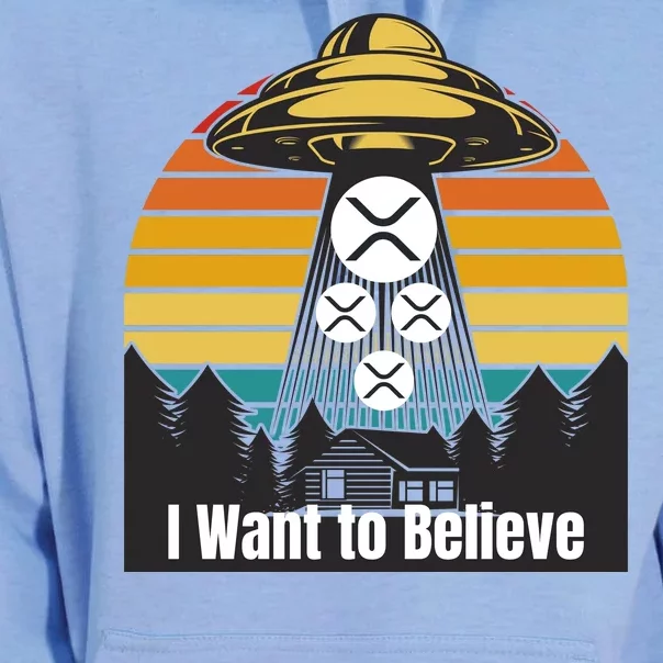 Funny XRP UFO Encounter Retro Sunset Ripple Cryptocurrency Funny Ripple XRP Unisex Surf Hoodie