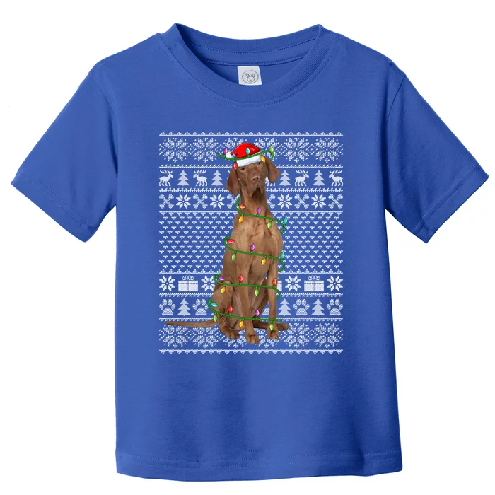 Funny Xmas Vizsla Dog Lover Santa Hat Ugly Vizsla Christmas Cool Gift Toddler T-Shirt