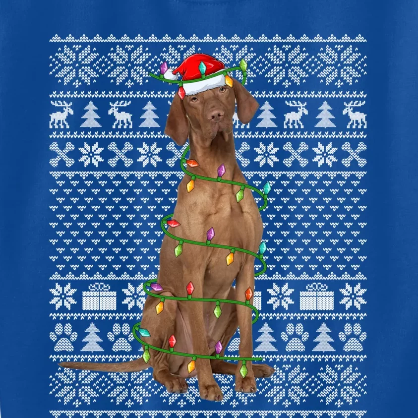 Funny Xmas Vizsla Dog Lover Santa Hat Ugly Vizsla Christmas Cool Gift Kids Sweatshirt