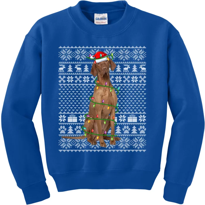 Funny Xmas Vizsla Dog Lover Santa Hat Ugly Vizsla Christmas Cool Gift Kids Sweatshirt