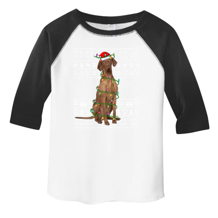 Funny Xmas Vizsla Dog Lover Santa Hat Ugly Vizsla Christmas Cool Gift Toddler Fine Jersey T-Shirt