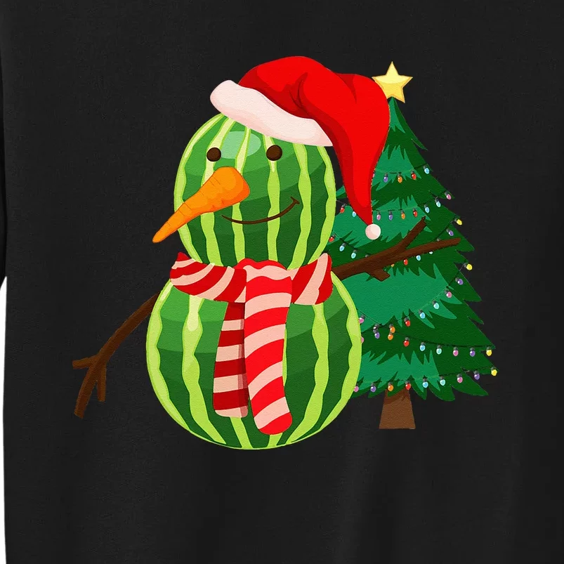 Funny Xmas Watermelon Snowman Christmas In July Tall Sweatshirt