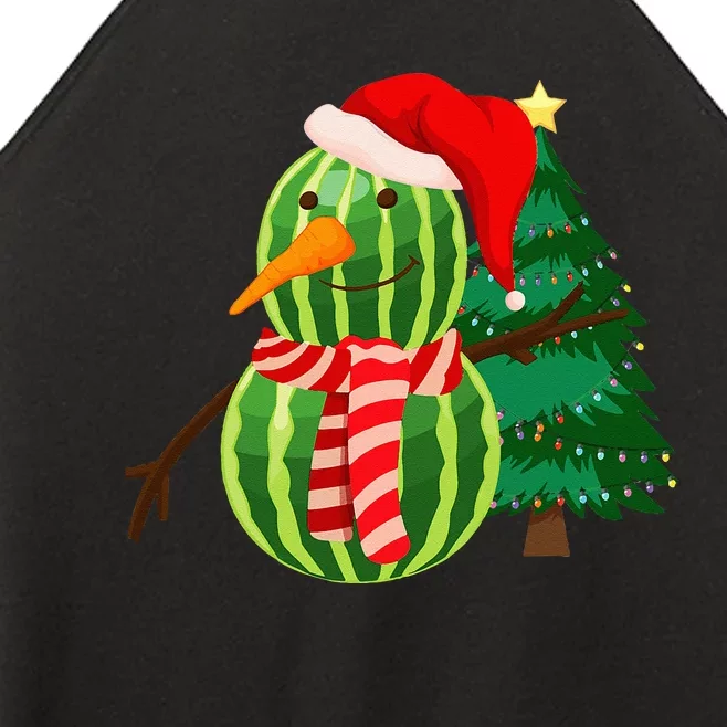 Funny Xmas Watermelon Snowman Christmas In July Women’s Perfect Tri Rocker Tank