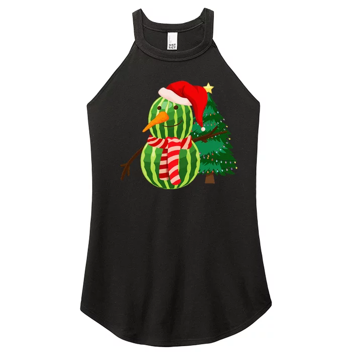 Funny Xmas Watermelon Snowman Christmas In July Women’s Perfect Tri Rocker Tank