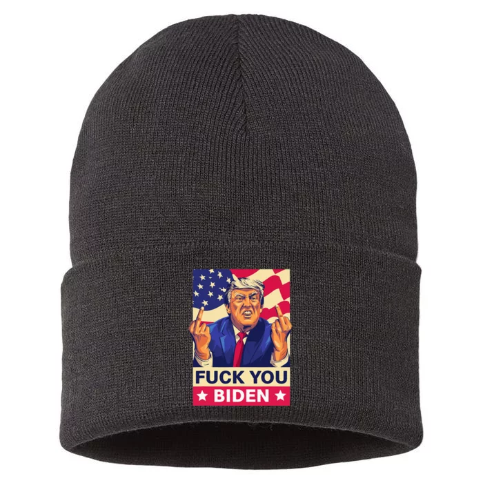 Fck You Biden Funny Trump Sustainable Knit Beanie