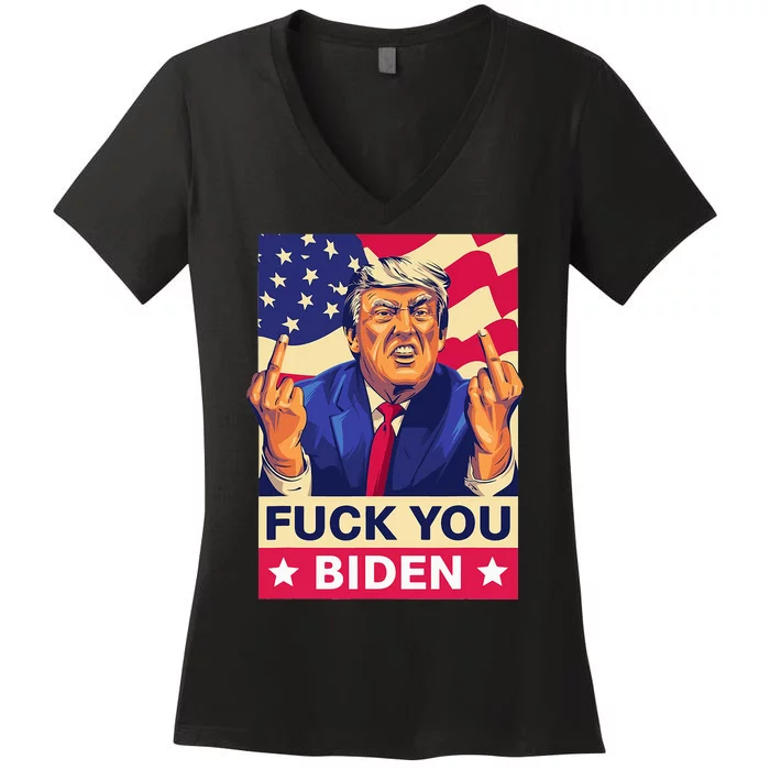 Fck You Biden Funny Trump Women's V-Neck T-Shirt