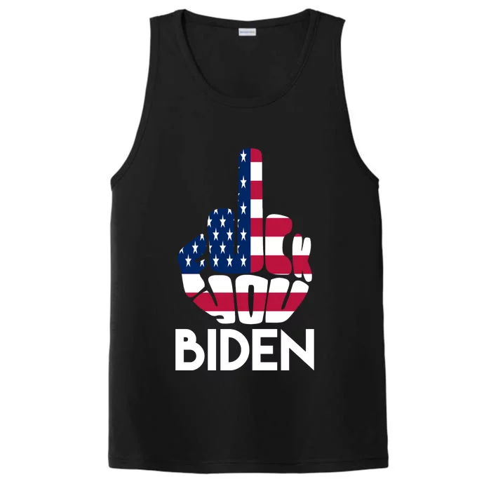 Fuck You Biden Middle Finger American Flag Performance Tank