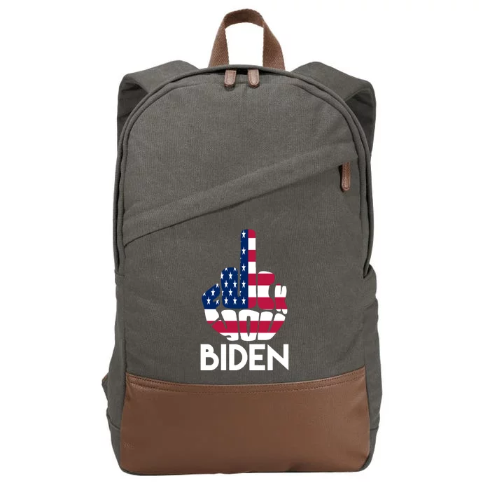 Fuck You Biden Middle Finger American Flag Cotton Canvas Backpack