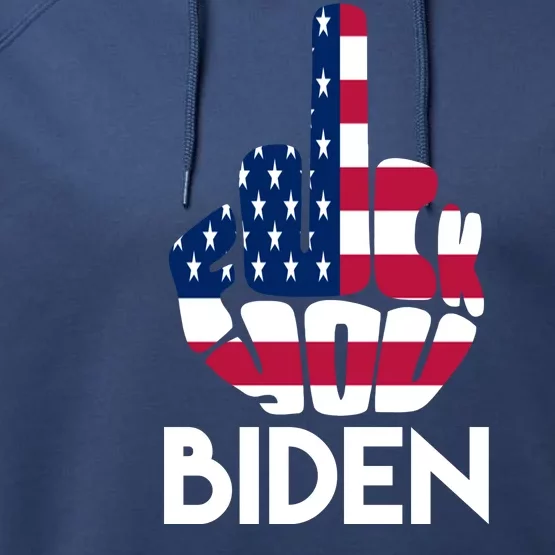 Fuck You Biden Middle Finger American Flag Performance Fleece Hoodie