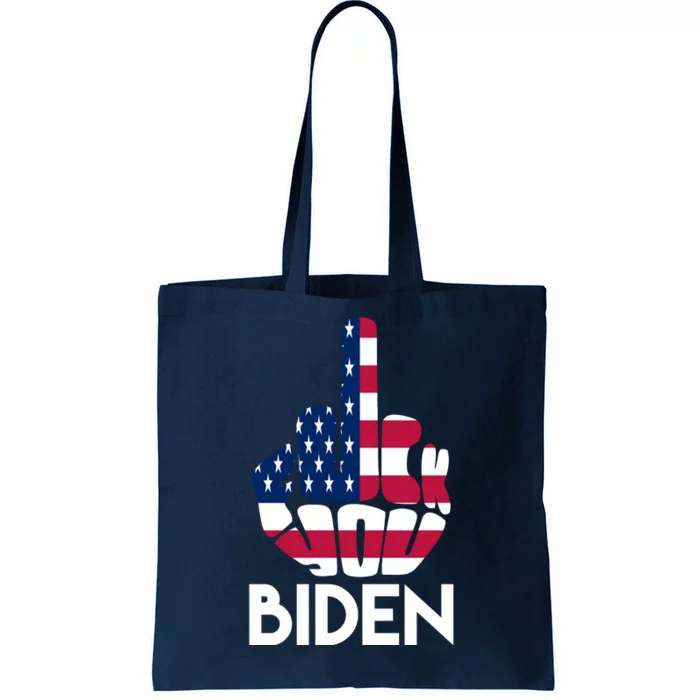 Fuck You Biden Middle Finger American Flag Tote Bag