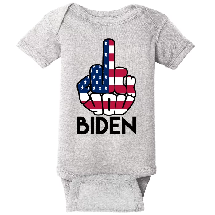 Fuck You Biden Middle Finger American Flag Baby Bodysuit