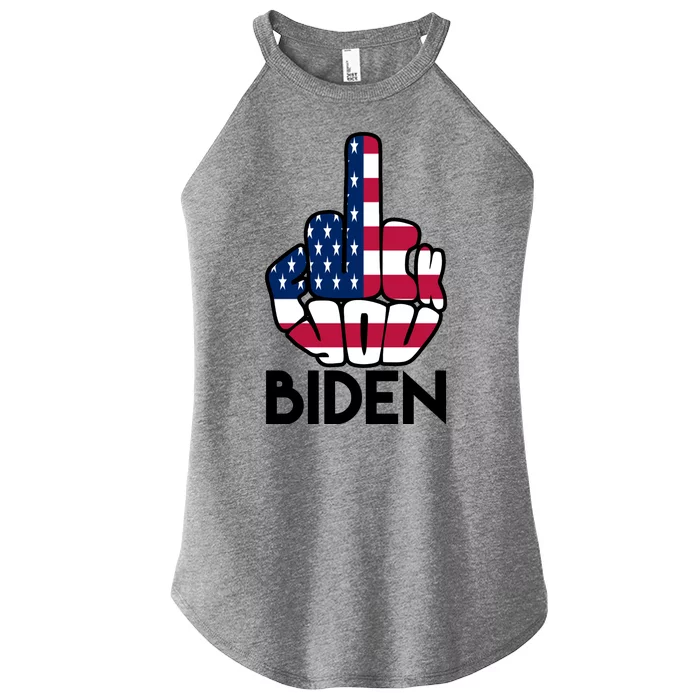 Fuck You Biden Middle Finger American Flag Women’s Perfect Tri Rocker Tank