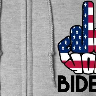 Fuck You Biden Middle Finger American Flag Full Zip Hoodie