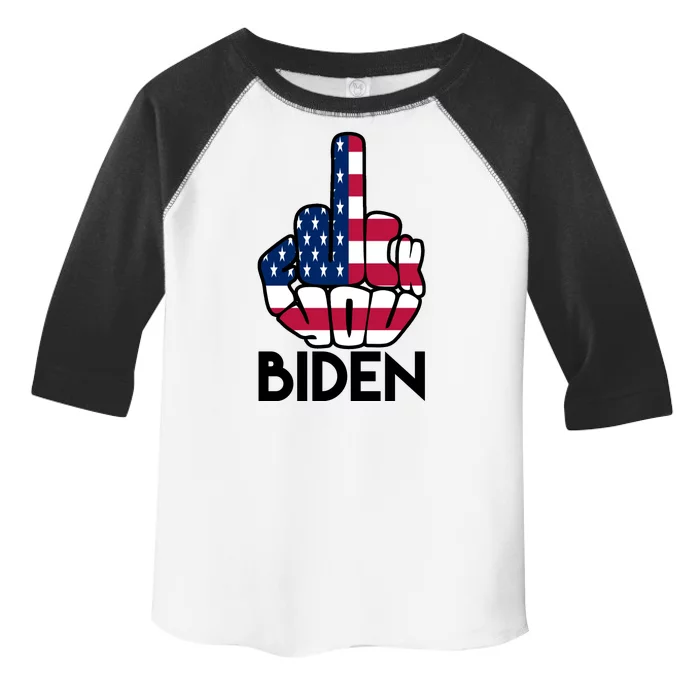 Fuck You Biden Middle Finger American Flag Toddler Fine Jersey T-Shirt