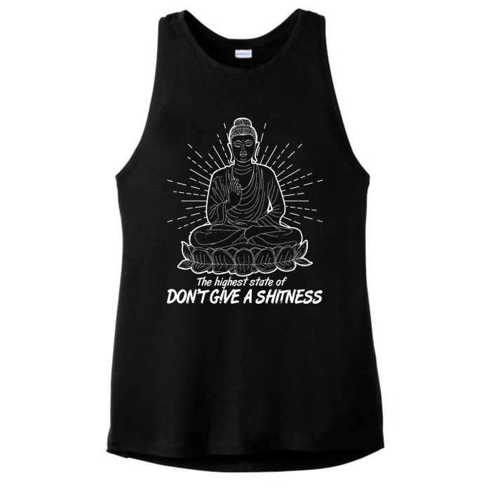 Funny Yoga Buddha The Highest State Of Don't Give A Shitness Ladies Tri-Blend Wicking Tank