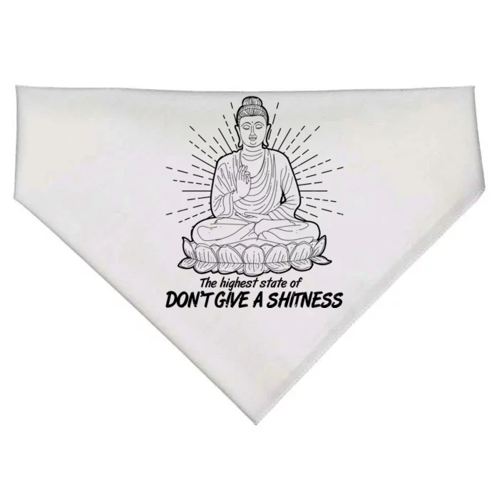 Funny Yoga Buddha The Highest State Of Don't Give A Shitness USA-Made Doggie Bandana