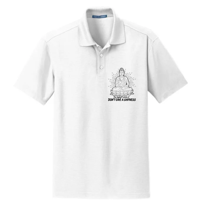 Funny Yoga Buddha The Highest State Of Don't Give A Shitness Dry Zone Grid Performance Polo