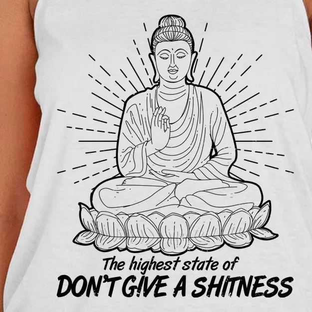 Funny Yoga Buddha The Highest State Of Don't Give A Shitness Women's Knotted Racerback Tank