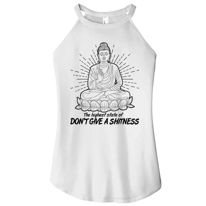 Funny Yoga Buddha The Highest State Of Don't Give A Shitness Women’s Perfect Tri Rocker Tank