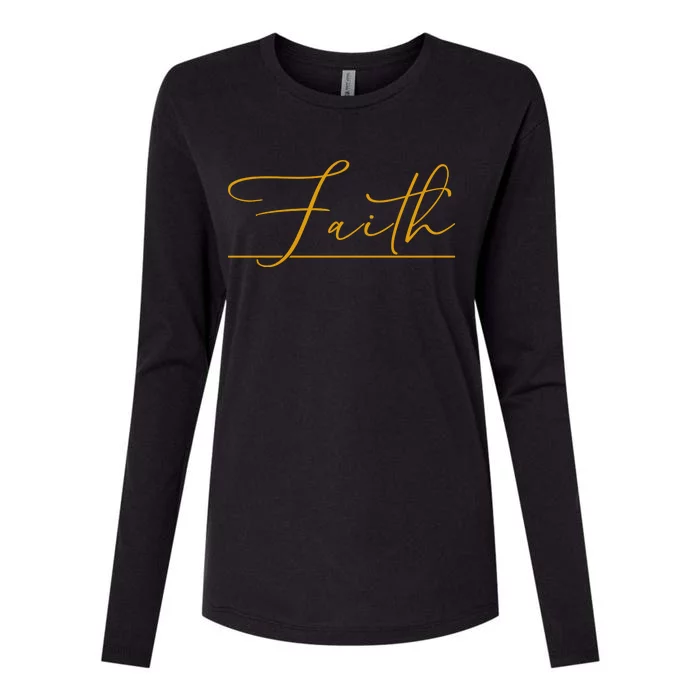 Faith Yellow Christian Womens Cotton Relaxed Long Sleeve T-Shirt