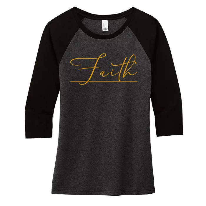 Faith Yellow Christian Women's Tri-Blend 3/4-Sleeve Raglan Shirt