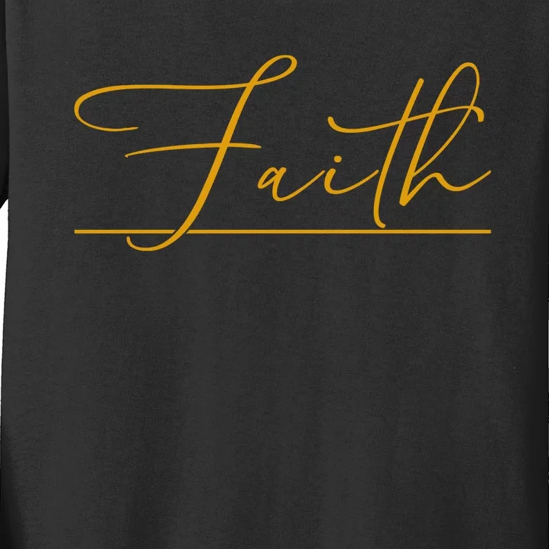 Faith Yellow Christian Kids Long Sleeve Shirt