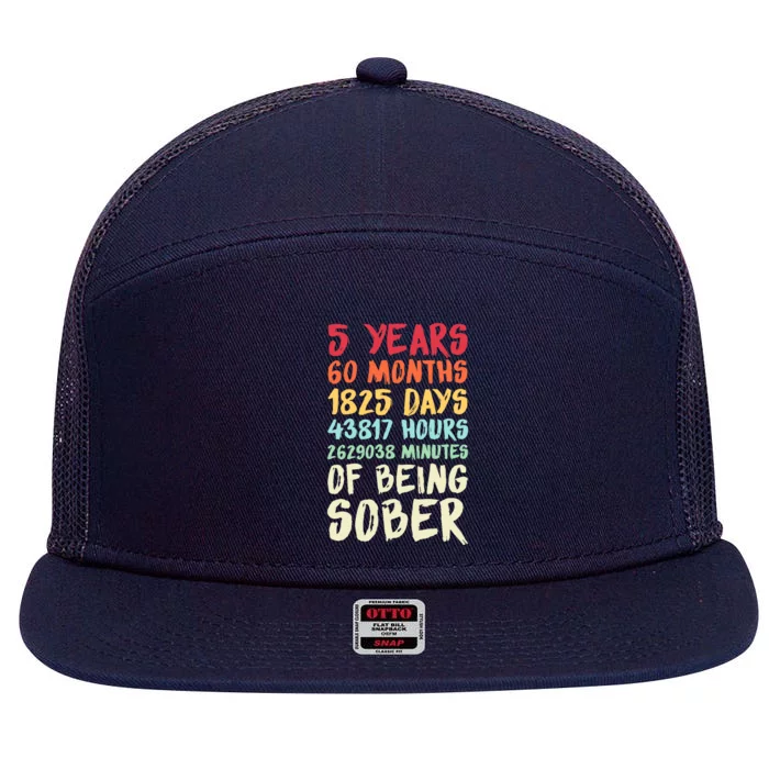 Five Years Clean Addiction Recovery 5 Years Sober 7 Panel Mesh Trucker Snapback Hat