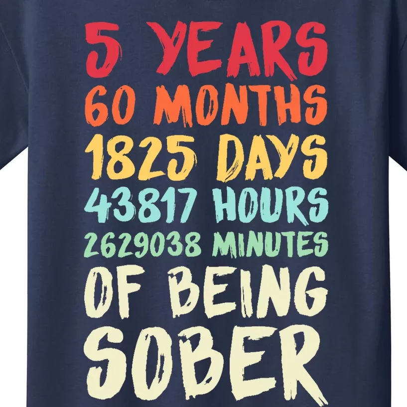 Five Years Clean Addiction Recovery 5 Years Sober Kids T-Shirt