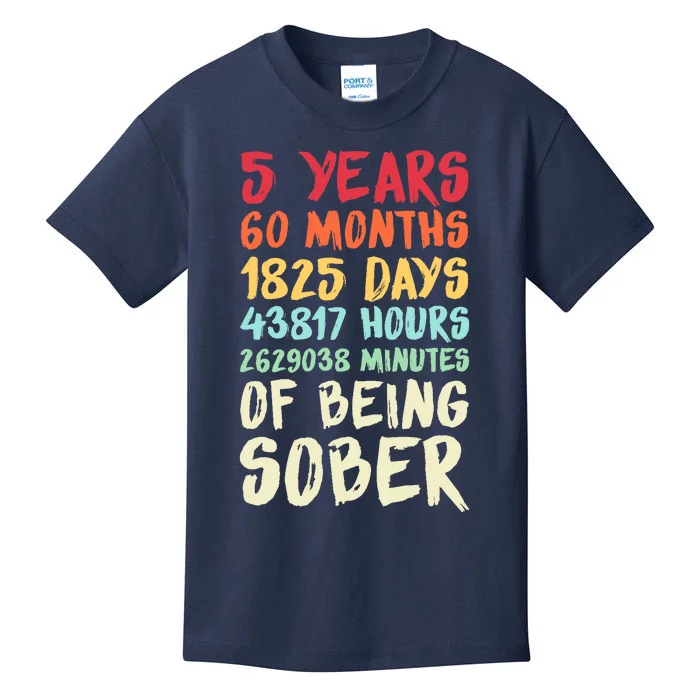 Five Years Clean Addiction Recovery 5 Years Sober Kids T-Shirt