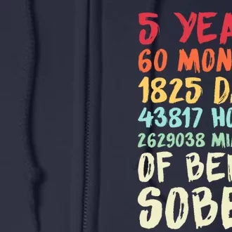 Five Years Clean Addiction Recovery 5 Years Sober Full Zip Hoodie